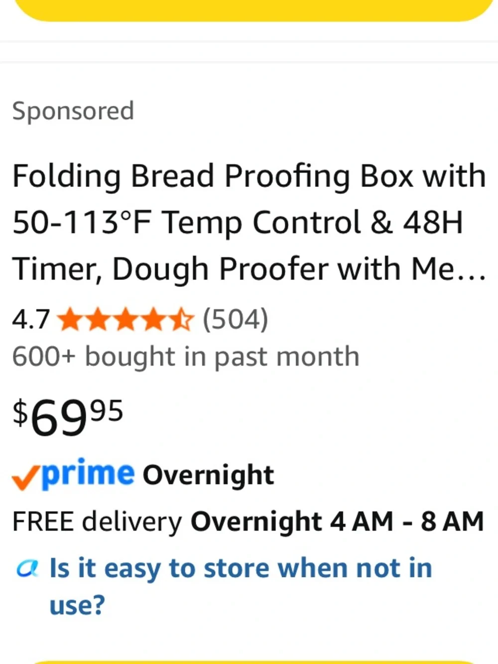 Folding Bread Proofing Box with Temp Control for Sourdough, Pizza, Yogurt,& More